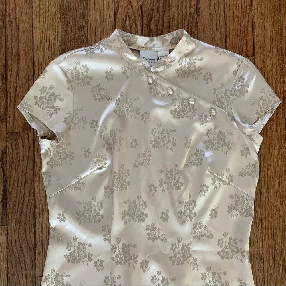 Vintage Traditional Formal Fitted Evening Wear Gold Cheongsam - Picture 9 of 12